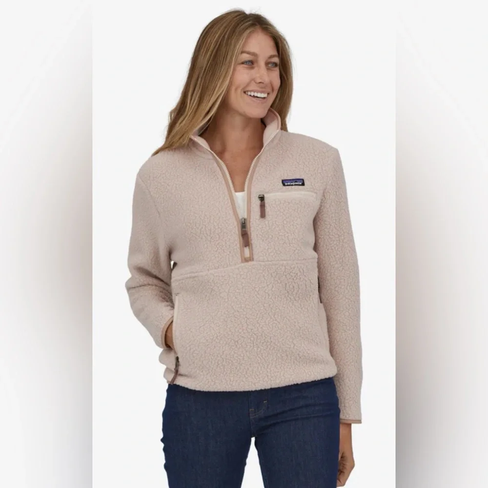 PATAGONIA WOMENS RETRO PILE FLEECE MARSUPIAL-SHROOM TAUPE! - Picture 6 of 10
